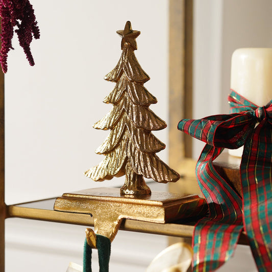 Gold Metal Christmas Tree Stocking Holder