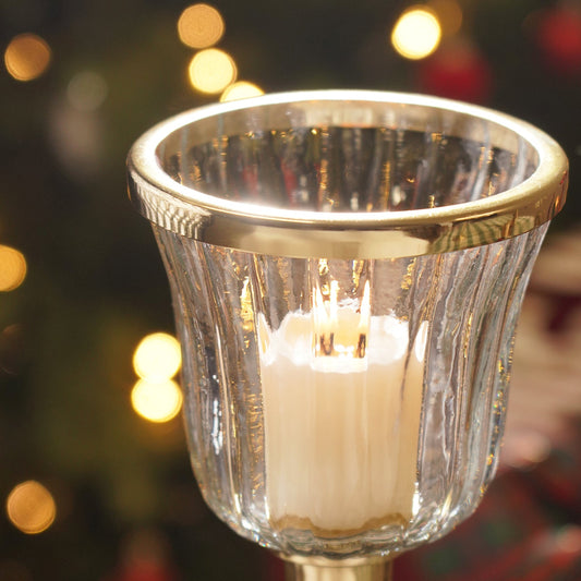 Gold Metal Hurricane with Embellished Snowflake - Large