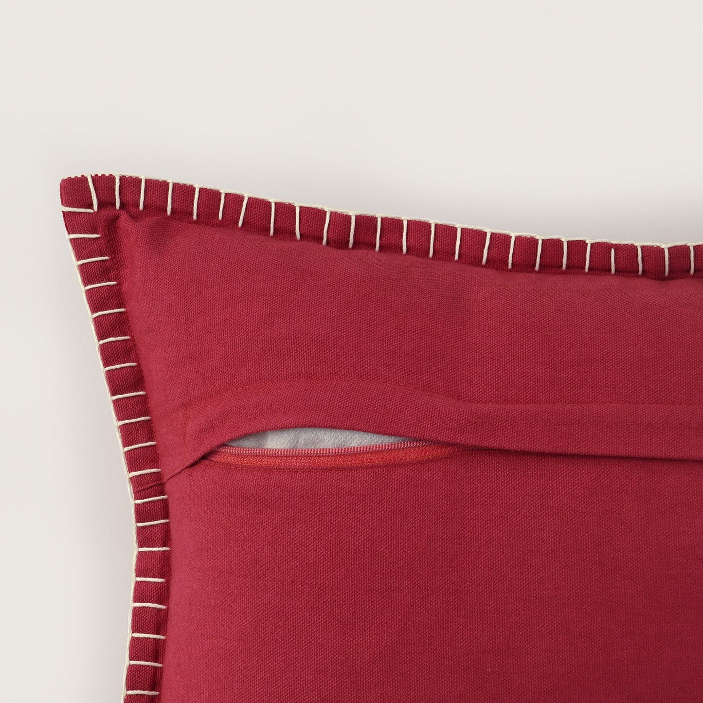 Red Snowflake Embroidered Cushion Cover