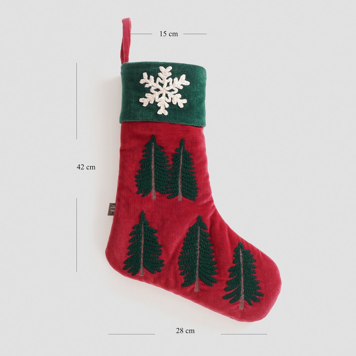 Red Embroidered Velvet Stocking