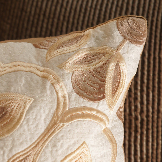 Off White Embroidered Cushion Cover