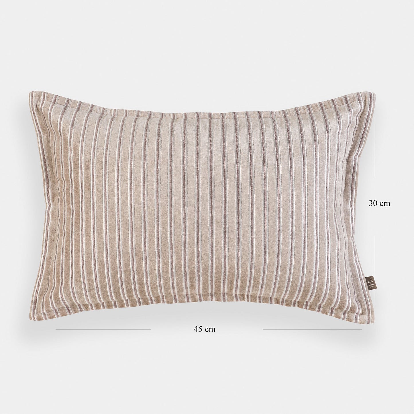Beige Stripe Embroidered Rectangle Cushion Cover