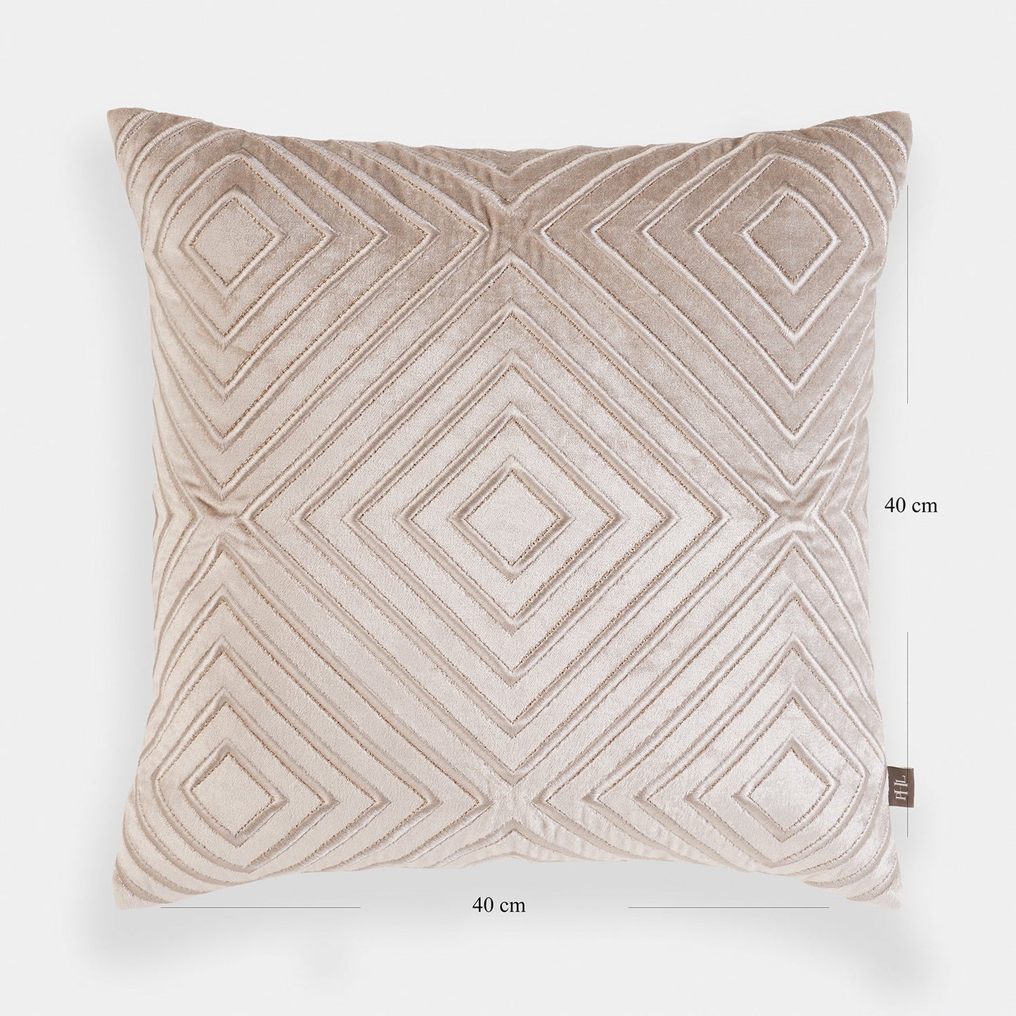 Beige Diamond Stripe Embroidered Cushion Cover