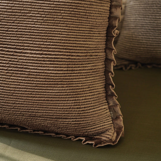 Brown Textured Striped Cushion Cover
