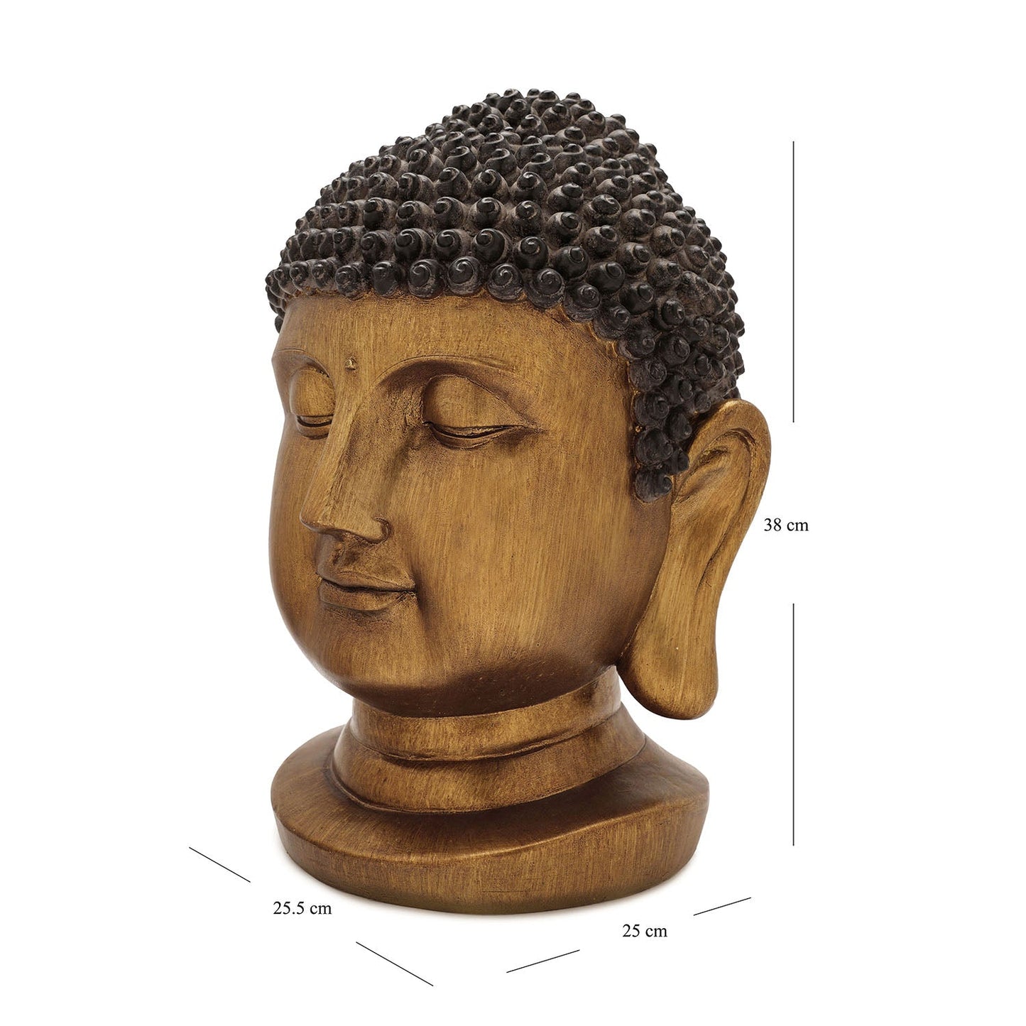 Antique Gold Polyresin Buddha Head - Large