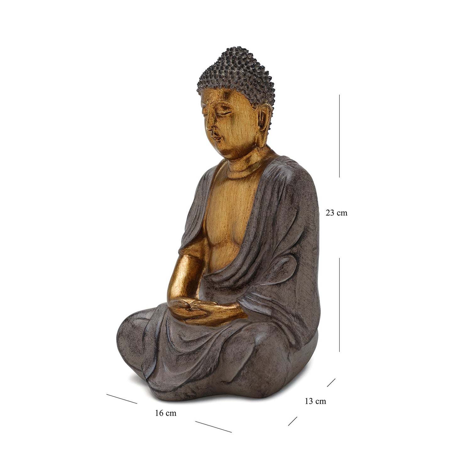 Antique Gold Polyresin Buddha with Hands in Lap
