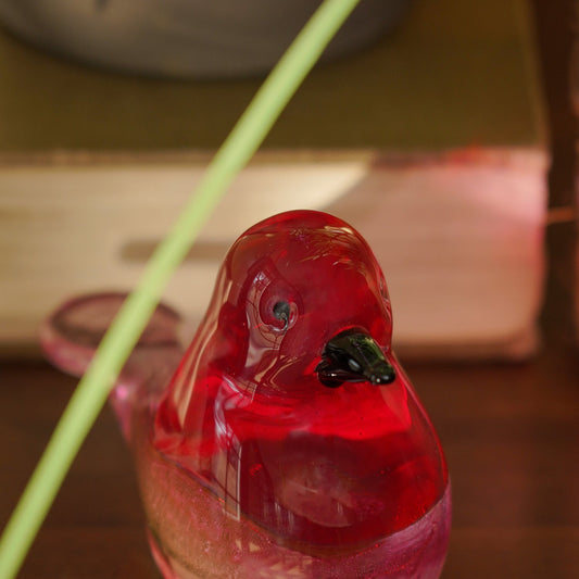 Red Pink Ombré Glass Robin - Small