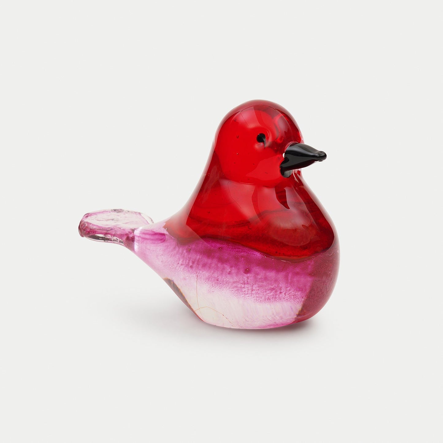 Red Pink Ombré Glass Robin - Small