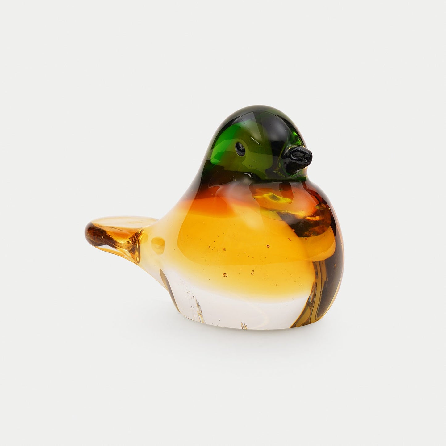 Green Amber Ombré Glass Robin - Small