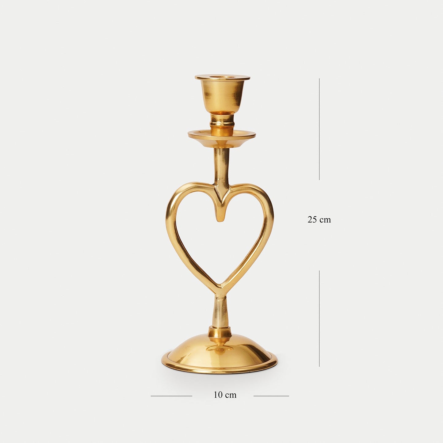 Gold Heart Shaped Metal Candle Holder - Small