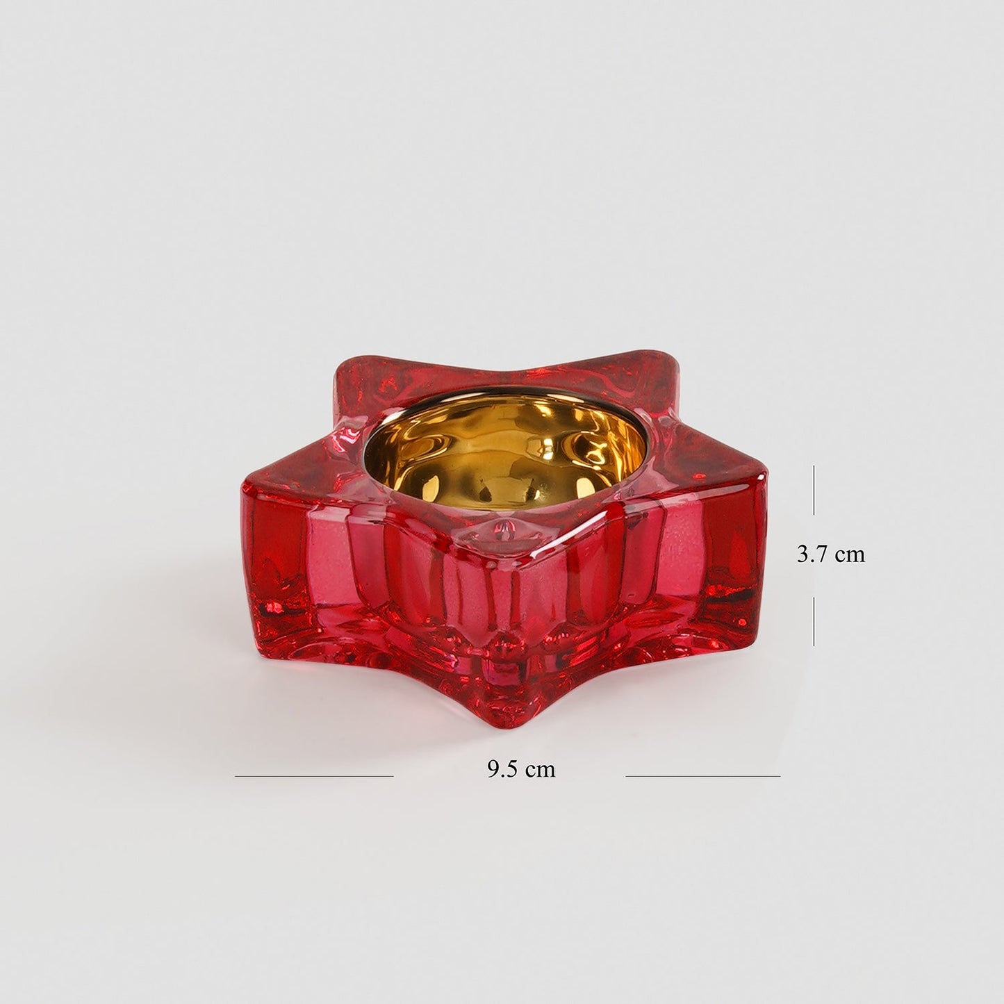 Set Of 3 Green Red Amber Star Shaped Glass Tealight Holders