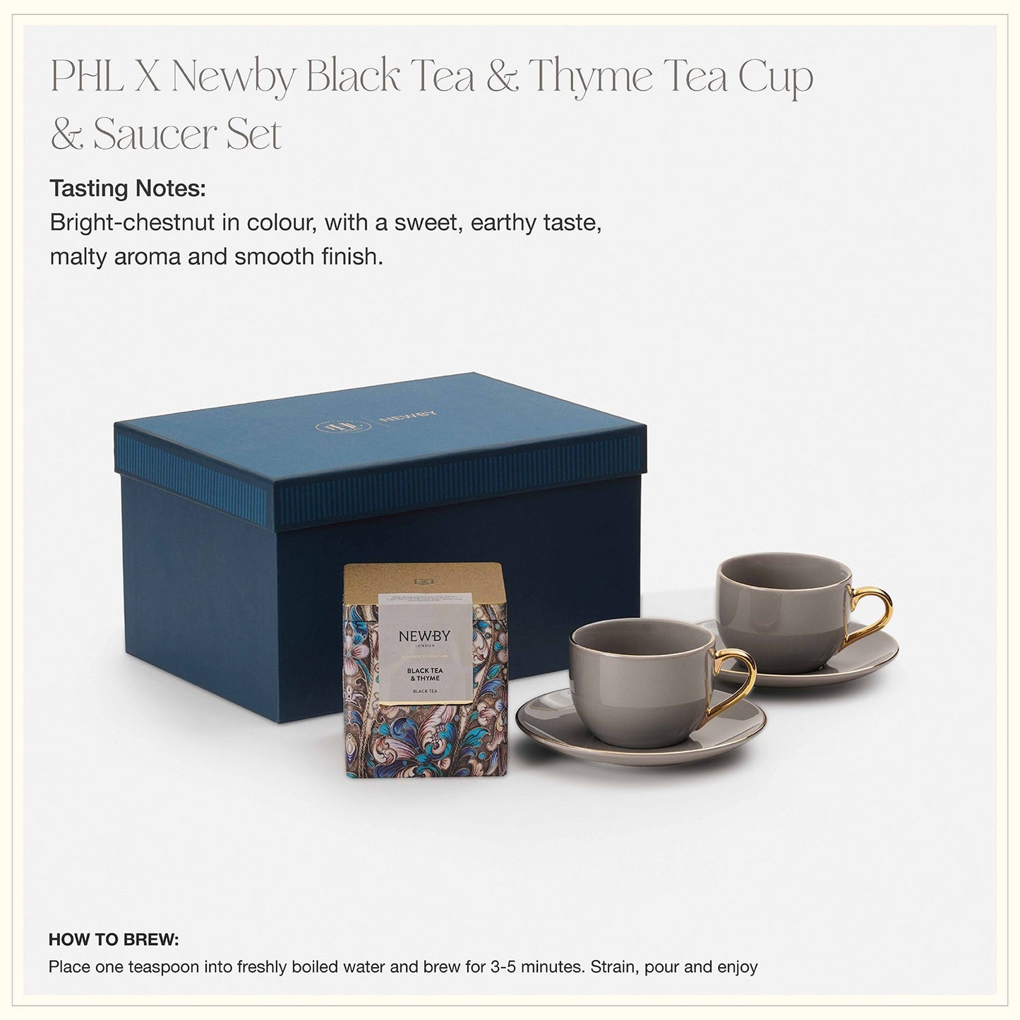 PHL X Newby Black Tea & Thyme Tea Cup & Saucer Set
