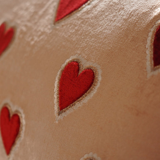 Pink Red Heart Applie Rectangular Cushion Cover