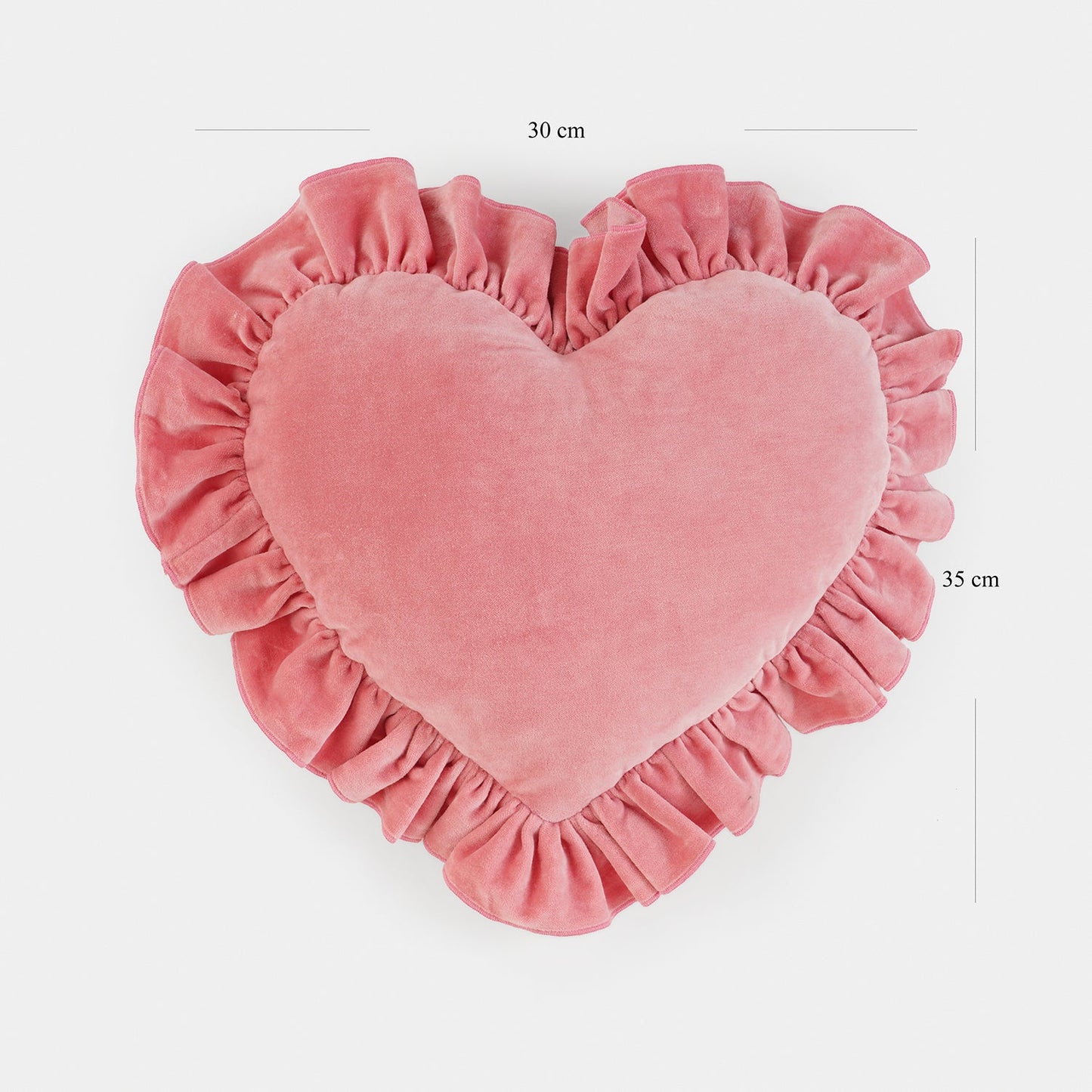 Pink Heart Shaped Frilled Cushion Cover