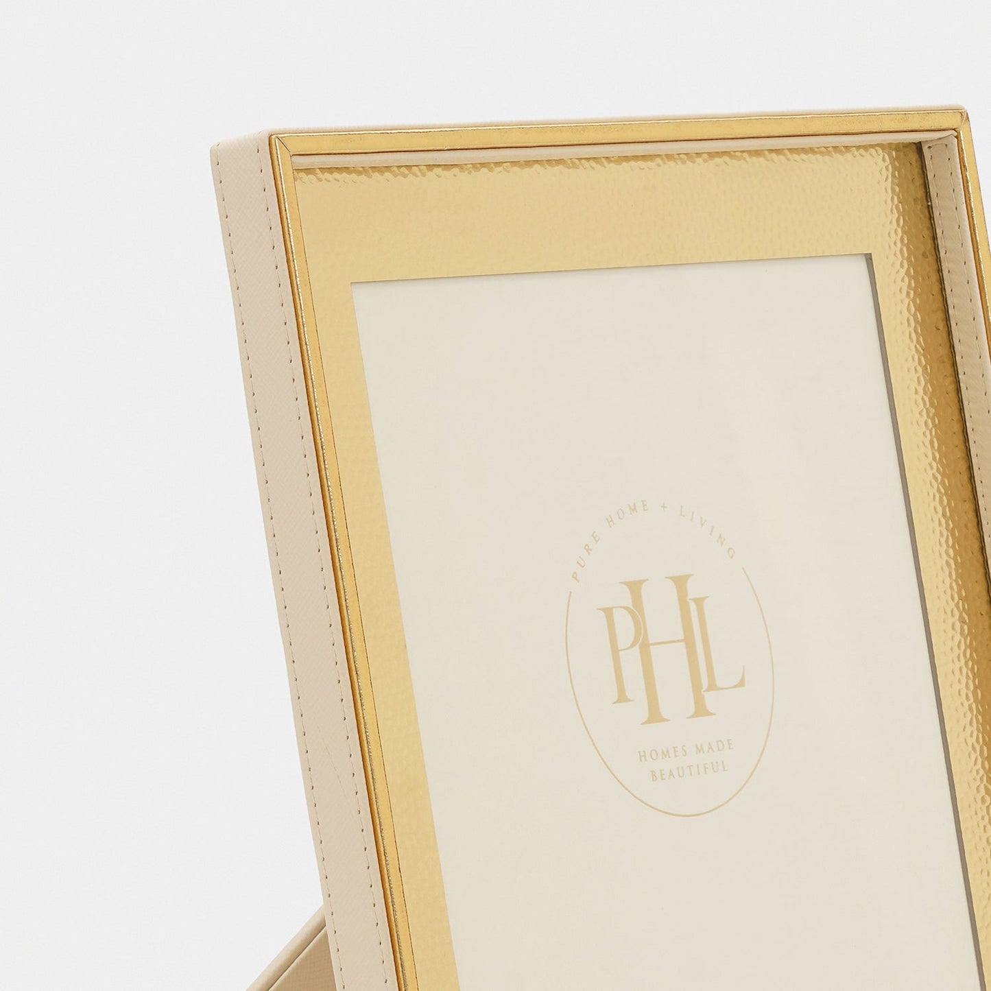 Ivory Faux Leather Hammered Photo Frame - Large