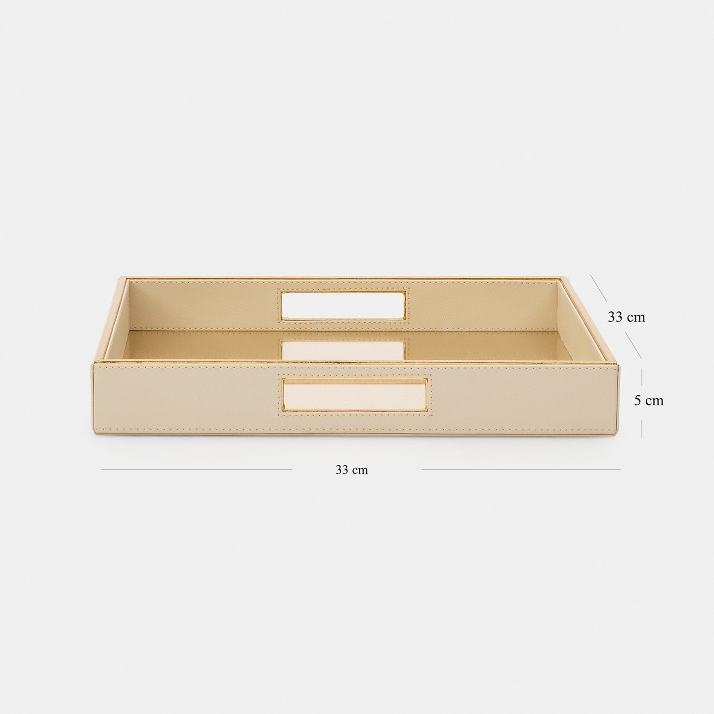 Ivory Faux Leather Hammered Serving Tray