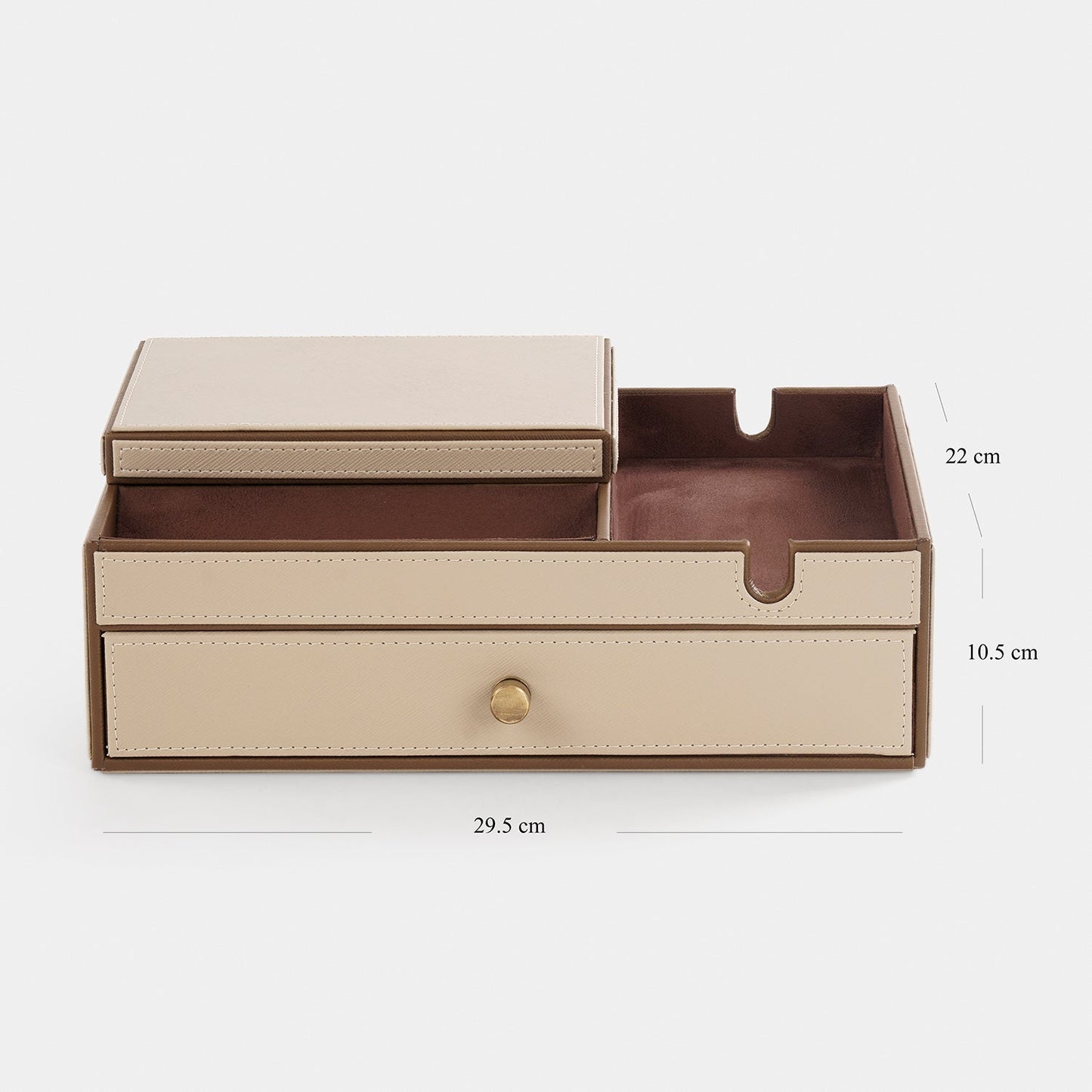 Beige Faux Leather Jewellery Organiser