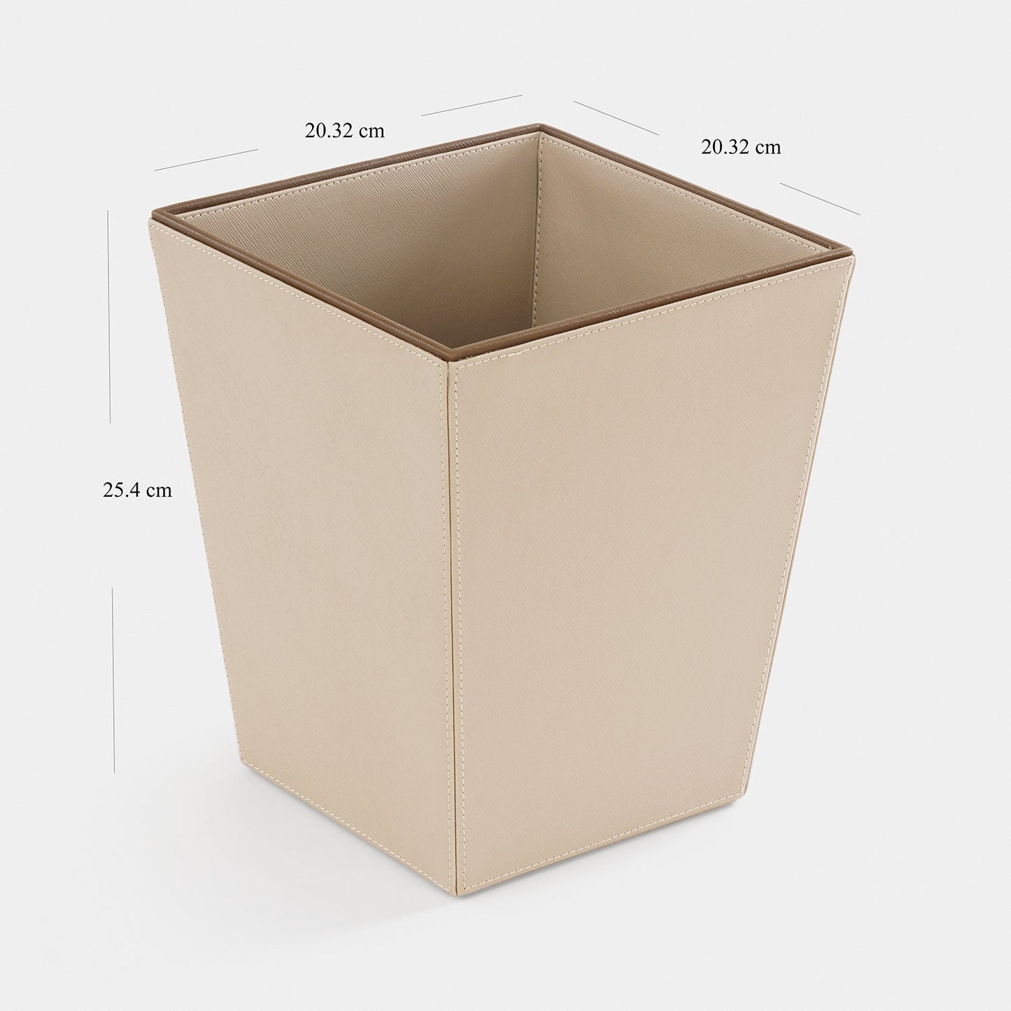 Beige Faux Leather Two Tone Dustbin