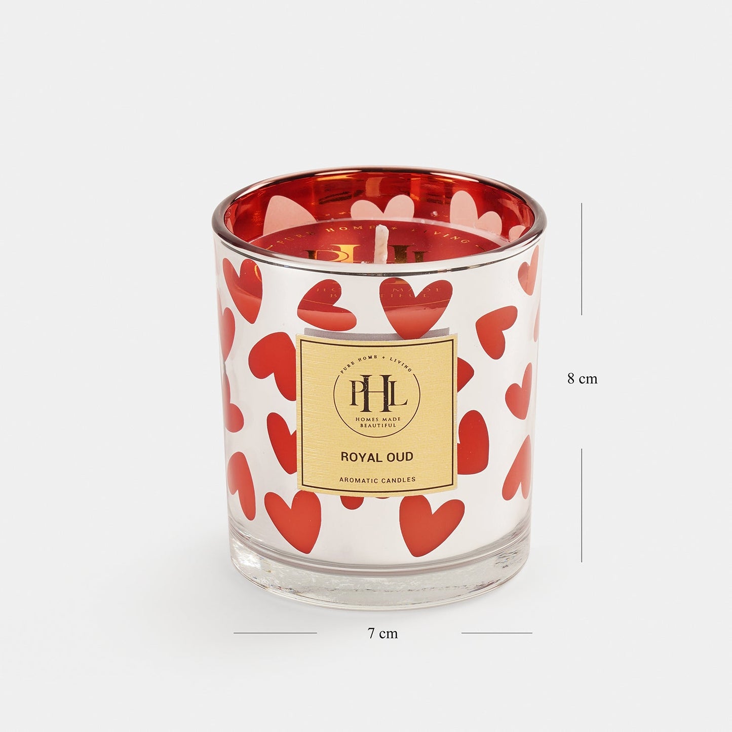 Silver Heart Print Wax Filled Votive