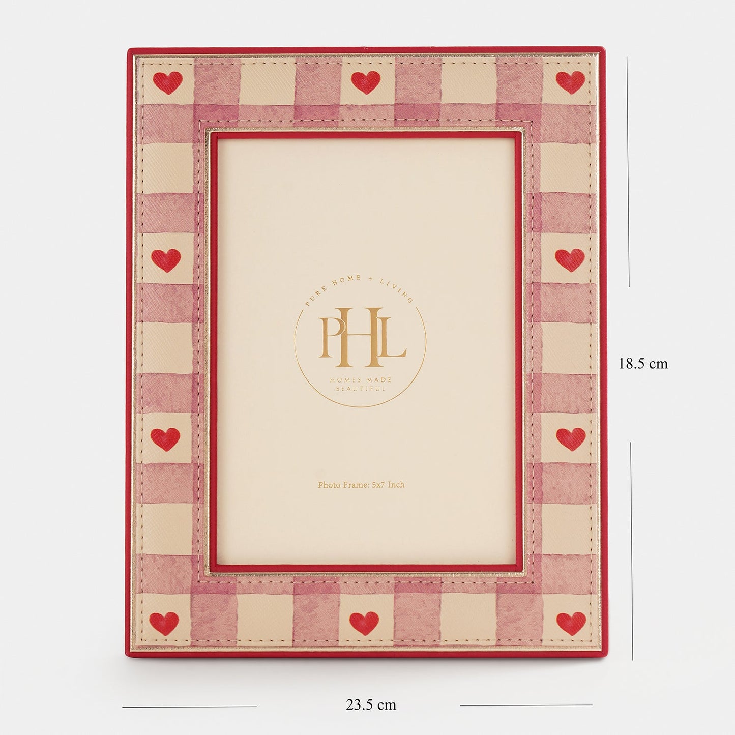 Pink Red Heart Print Faux Leather Photo Frame - Large