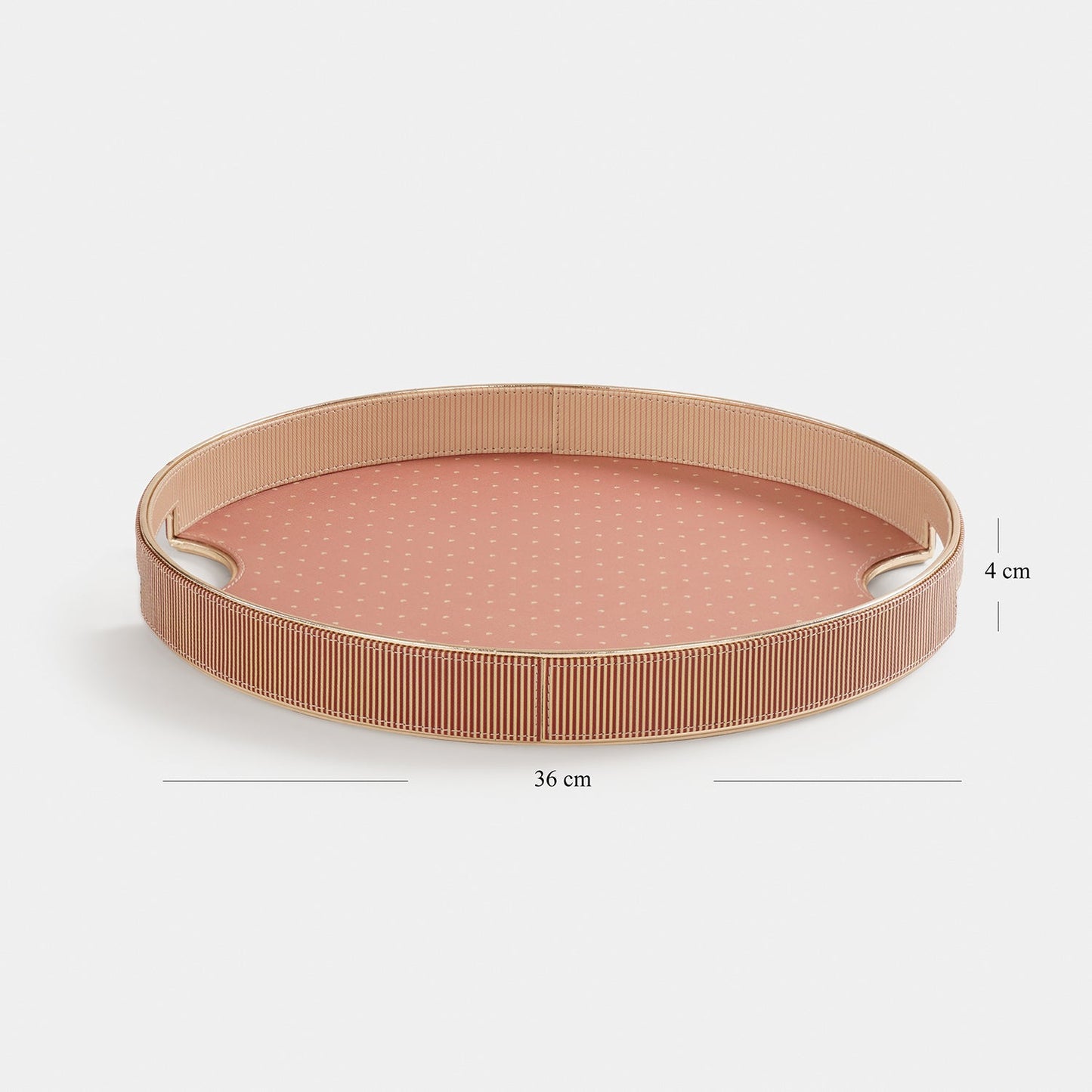 Pink Heart Print Faux Leather Round Tray