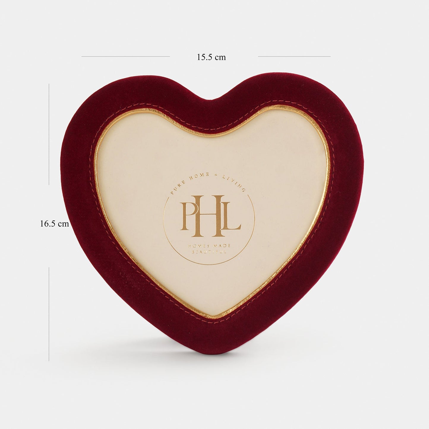 Red Heart Shaped Velvet Textured Photo Frame