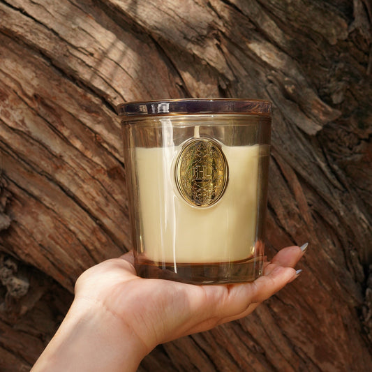 Royal Oud Scented Wax Filled Glass Candle Jar - Light Amber