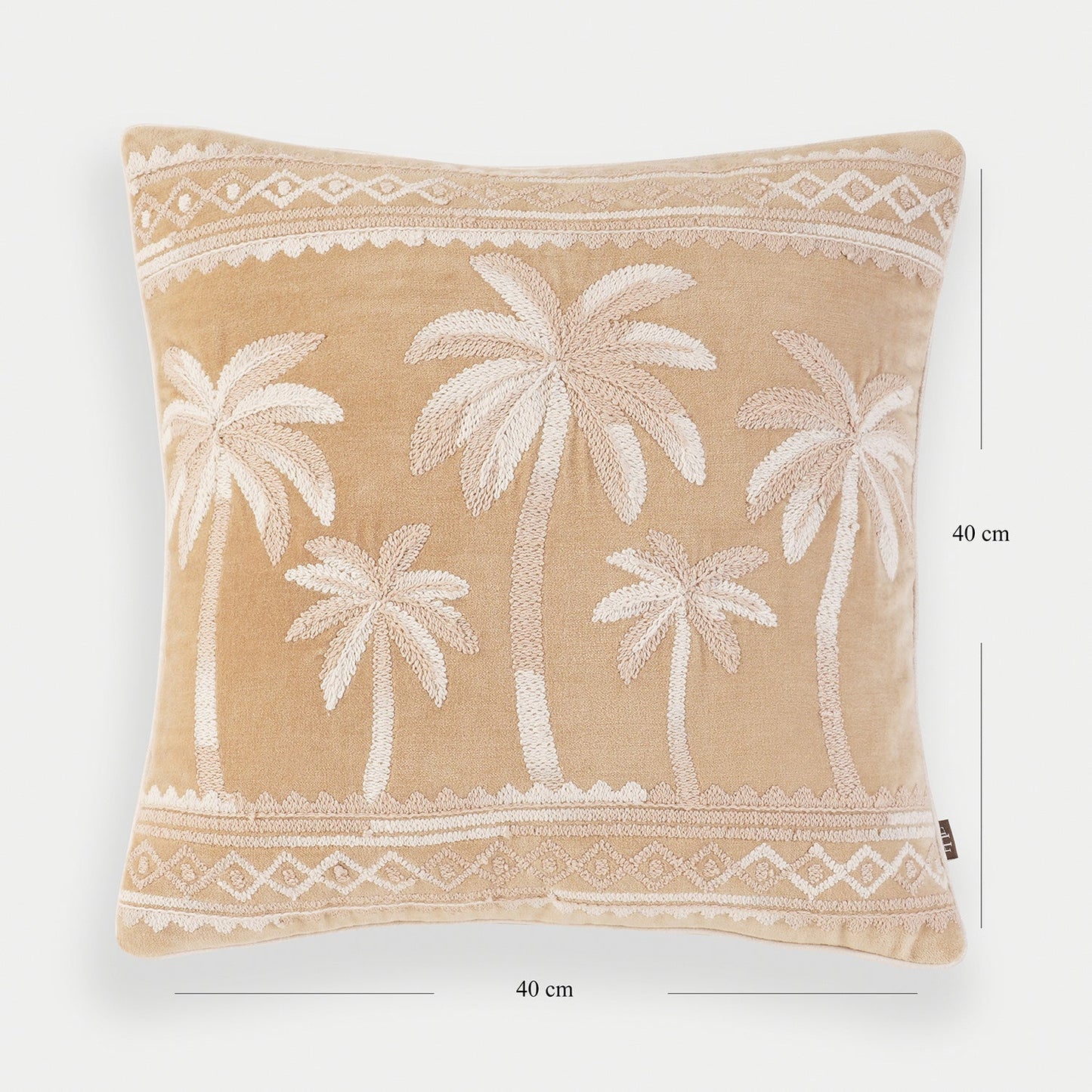 Palm Embroidered Velvet Cushion Cover