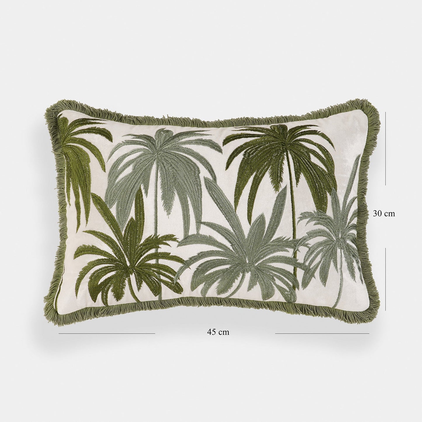 Green Palm Embroidered Cushion Cover