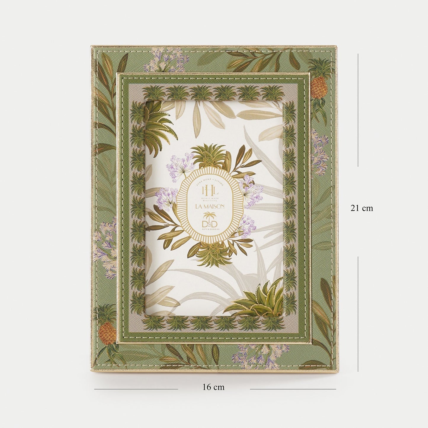 Green Pineapple Print Faux Leather Photo Frame - Small