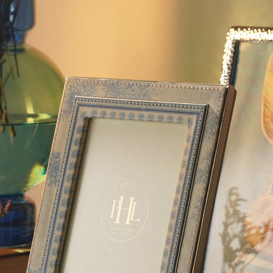Blue Varena Faux Leather Photo Frame - Large