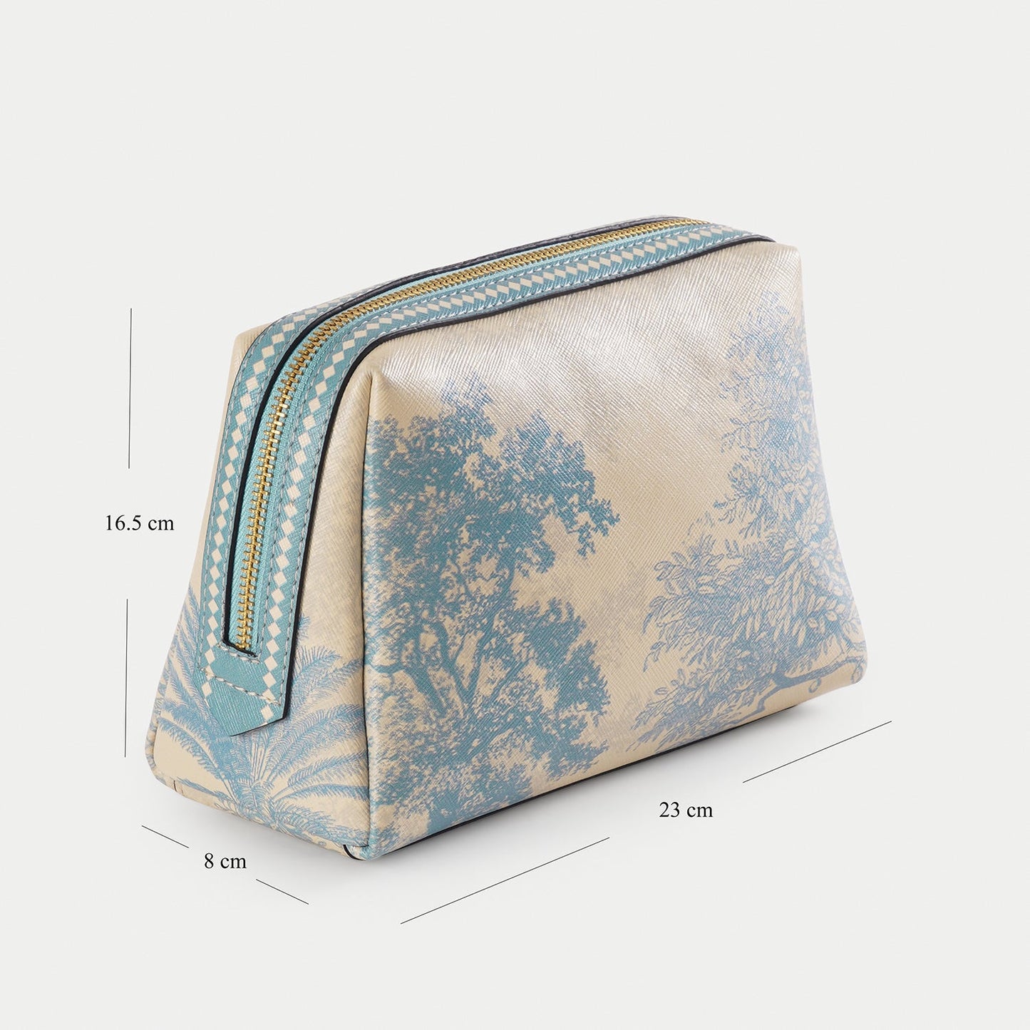 Blue Varena Faux Leather Vanity Pouch - Large