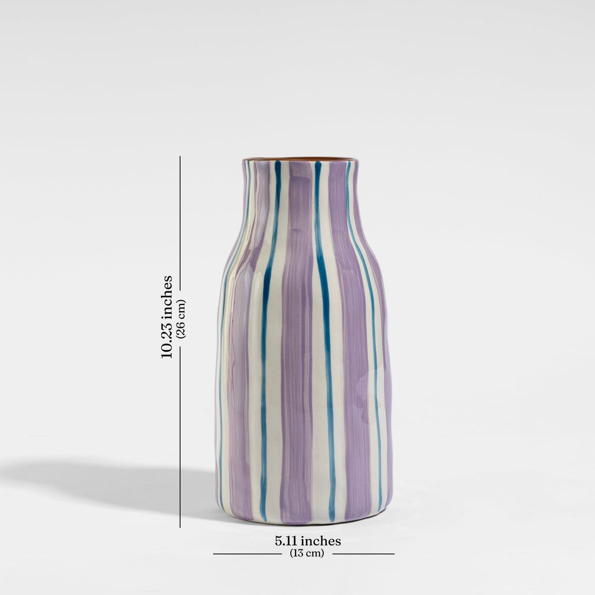 【Pure Home + Living】 Blue & Brown Striped Vase - Small|ブルー&ブラウン ストライプ 花瓶(S)|13×13×26cm