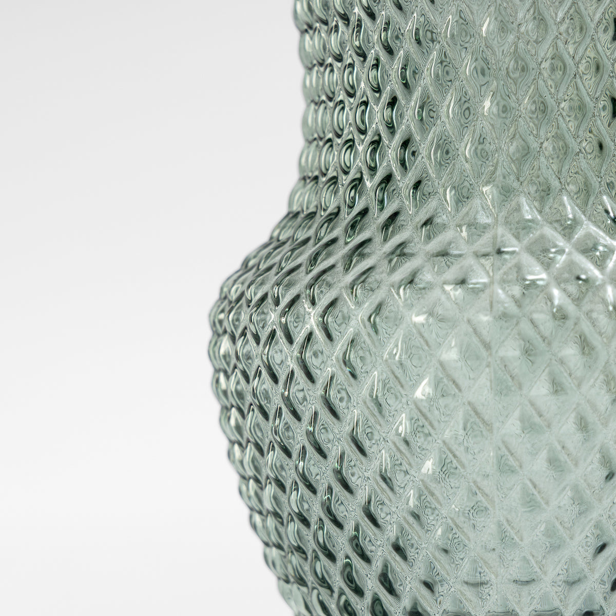 【Pure Home + Living】 Green Textured Glass Vase - Large|グリーン テクスチャー ガラス 花瓶(L)|12.7×12.7×20.3cm