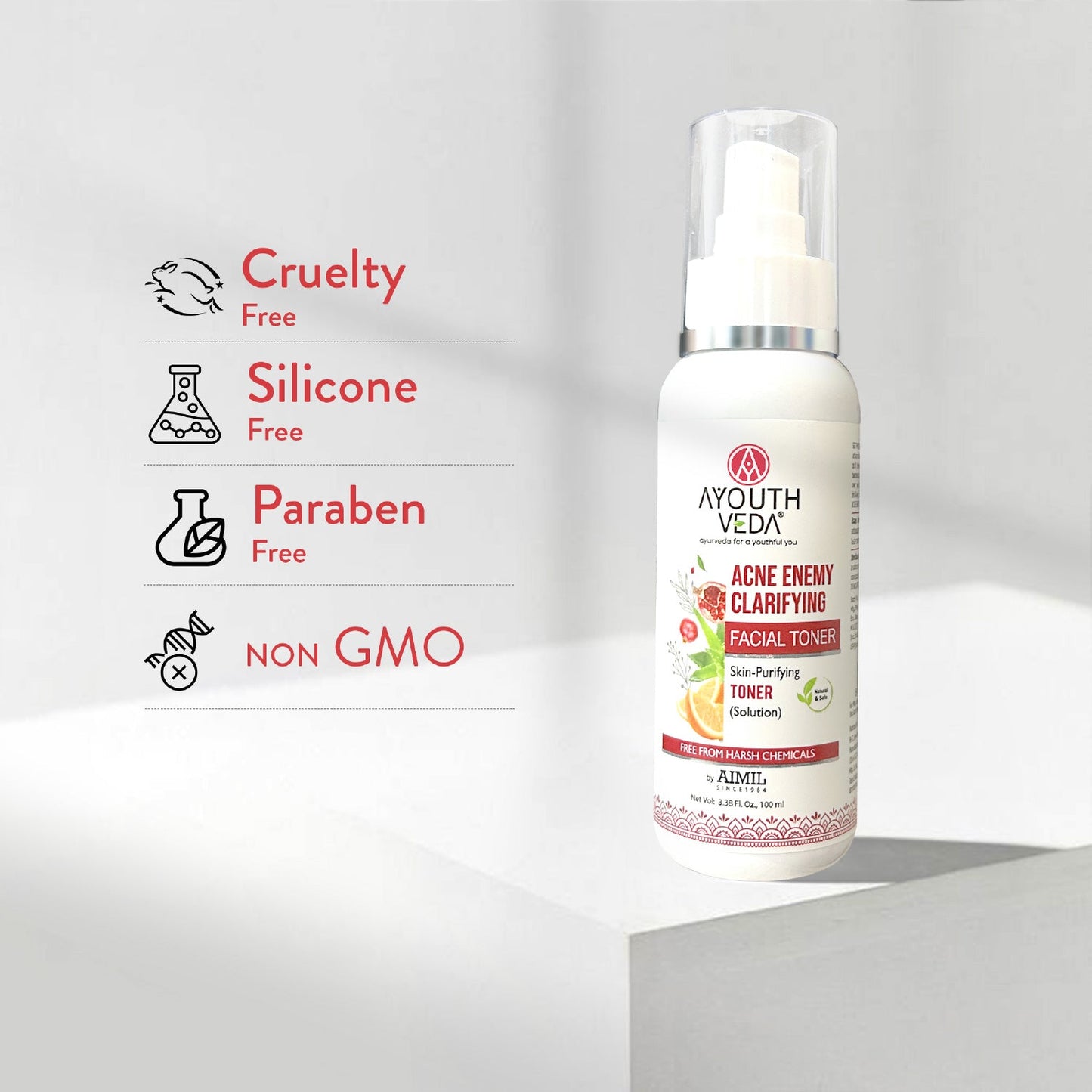 Acne Enemy Clarifying Facial Toner with Pomegranate, Amla, Aloe Vera & Rose Distillate for Acne & Oil Control | Dermatologically Tested |Suitable for Oily & Acne-Prone Skin | Net Qty – 100 ml 100ml