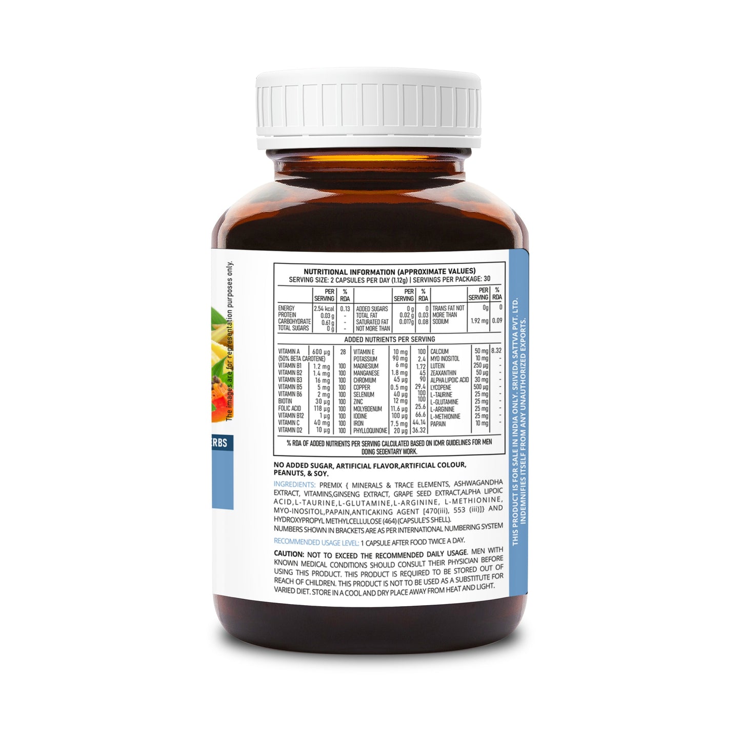 SupaSupp He's Active - Multivitamin for Men | All Round Nutrition For Men On The Go | Health Supplement | 60 Veg Cap, 500 mg 500mg