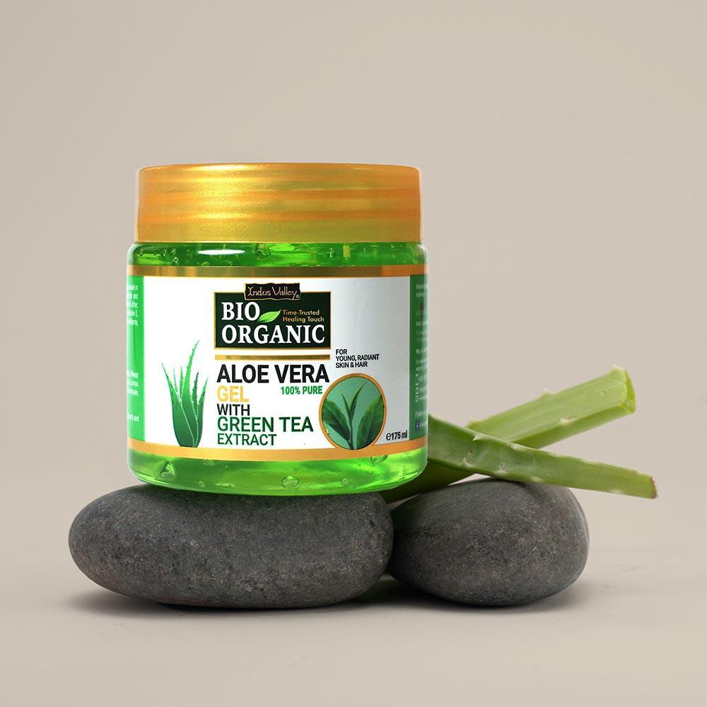 Bio Organic Pure Aloe Vera Gel With Green Tea Extract For Young, Radiant Skin & Hair 175ml