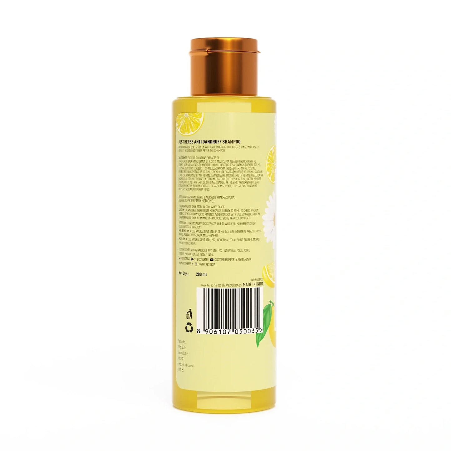 Anti Dandruff Shampoo | Lemon, Bhringraj & 12 Herbs 200ml