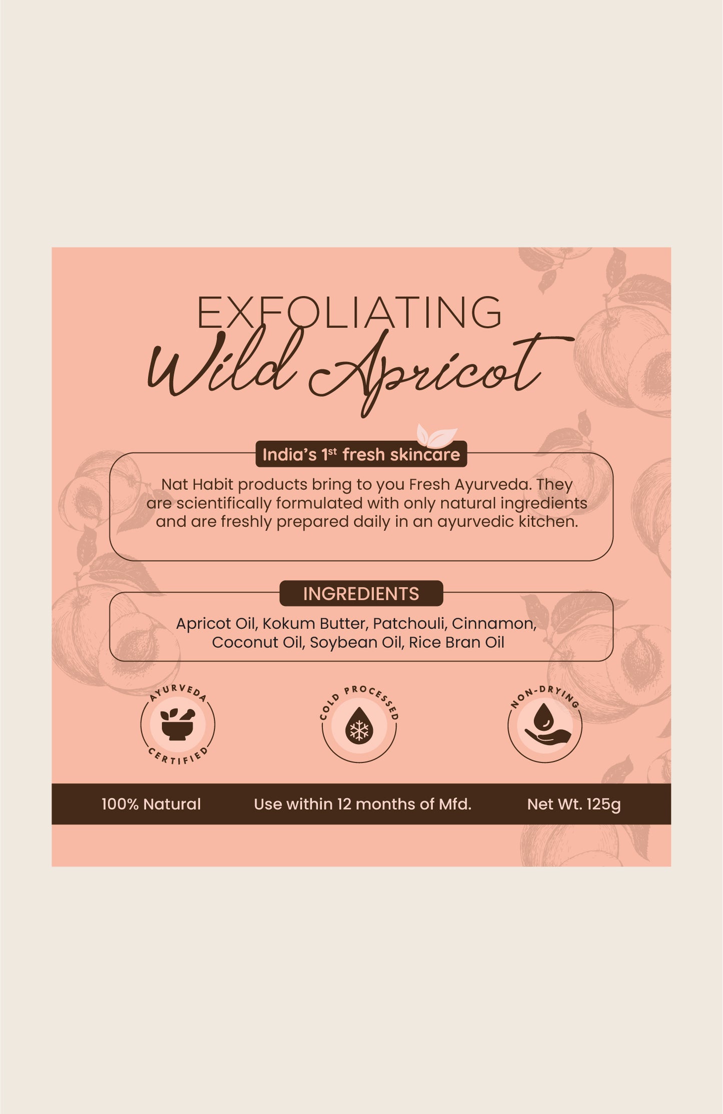 Cold Processed Exfoliating Wild Apricot Soap 125g-v3