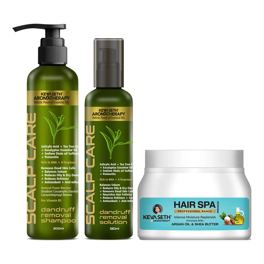 Dandruff Repair Kit: Shampoo, Hair Spa & Serum with Salicylic Acid, Tea Tree, Jojoba, Rosemary & Coconut for a Flake-Free, Nourished & Itch-Free Scalp 530ml