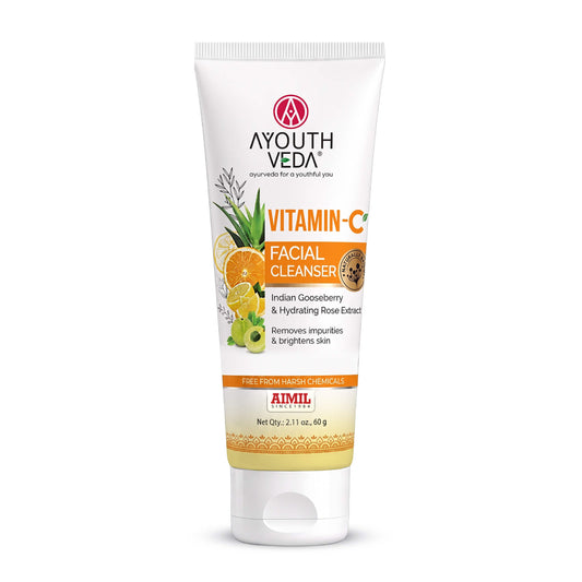 【Ayouthveda】 Vitamin-C Facial Cleanser with Indian Gooseberry, Lemon, Orange & Hibiscus Extracts | Gently Exfoliates, Promotes Collagen & Brightens Skin | Suitable|ビタミンC フェイシャル クレンザー|100g