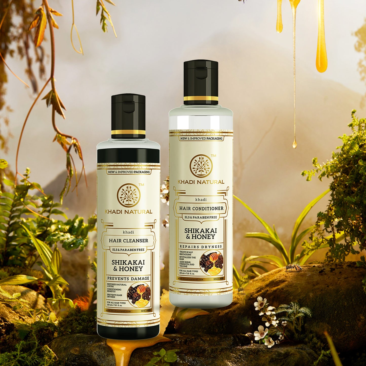 Shikakai & Honey Cleanser & Conditioner SLS & Paraben Free Combo 210ml Each