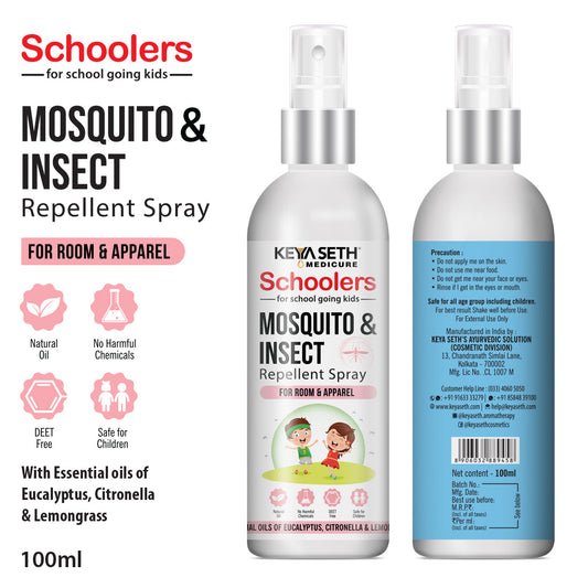 Schoolers Baby & Kids Mosquito - Insect Repellent Spray- Advanced Protection with Citronella, Eucalyptus & Lemongrass Oils For Room & Apparel 100ml