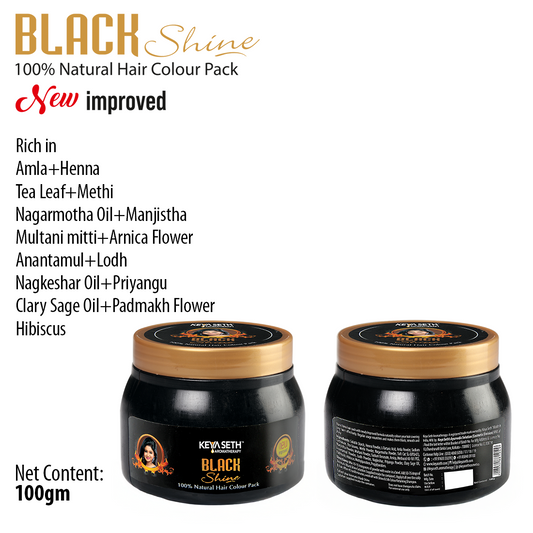 Black Shine Hair Pack Natural Hair Colour, Dye with Ayurvedic Herbs, Men & Women 100g x 3