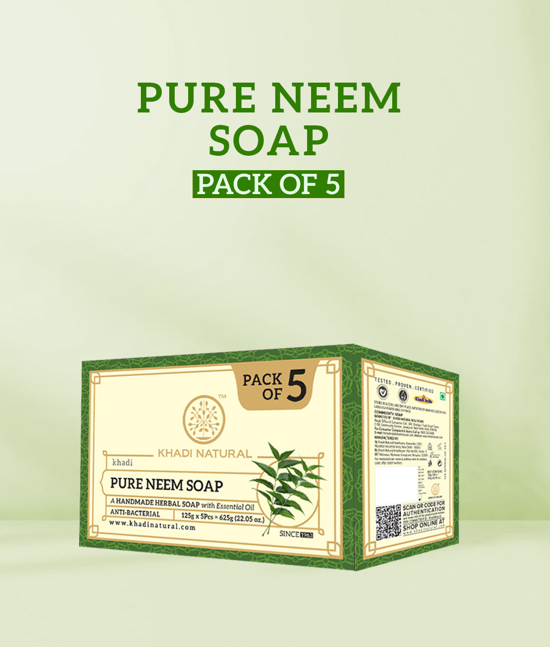 Herbal Pure Neem Soap Combo Pack Of 5 125gm Each
