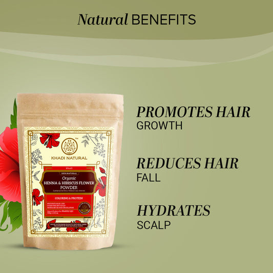 Organic Henna & Hibiscus Flower Hair Coloring Powder - 100% Natural 100gm