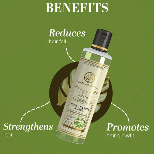 Neem Teatree & Basil Hair Oil Paraben Mineral Oil Free 210ml