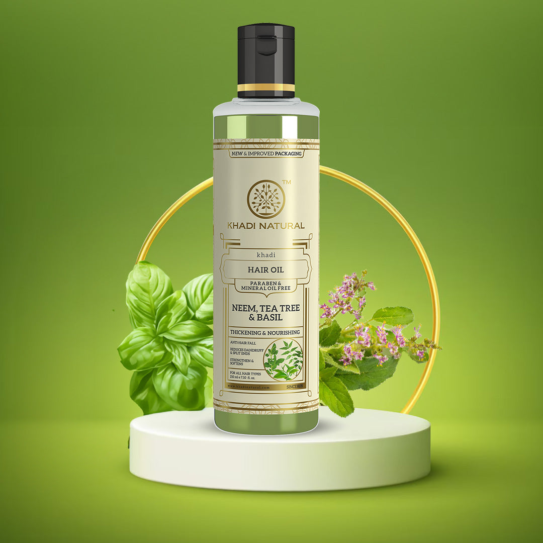 Neem Teatree & Basil Hair Oil Paraben Mineral Oil Free 210ml