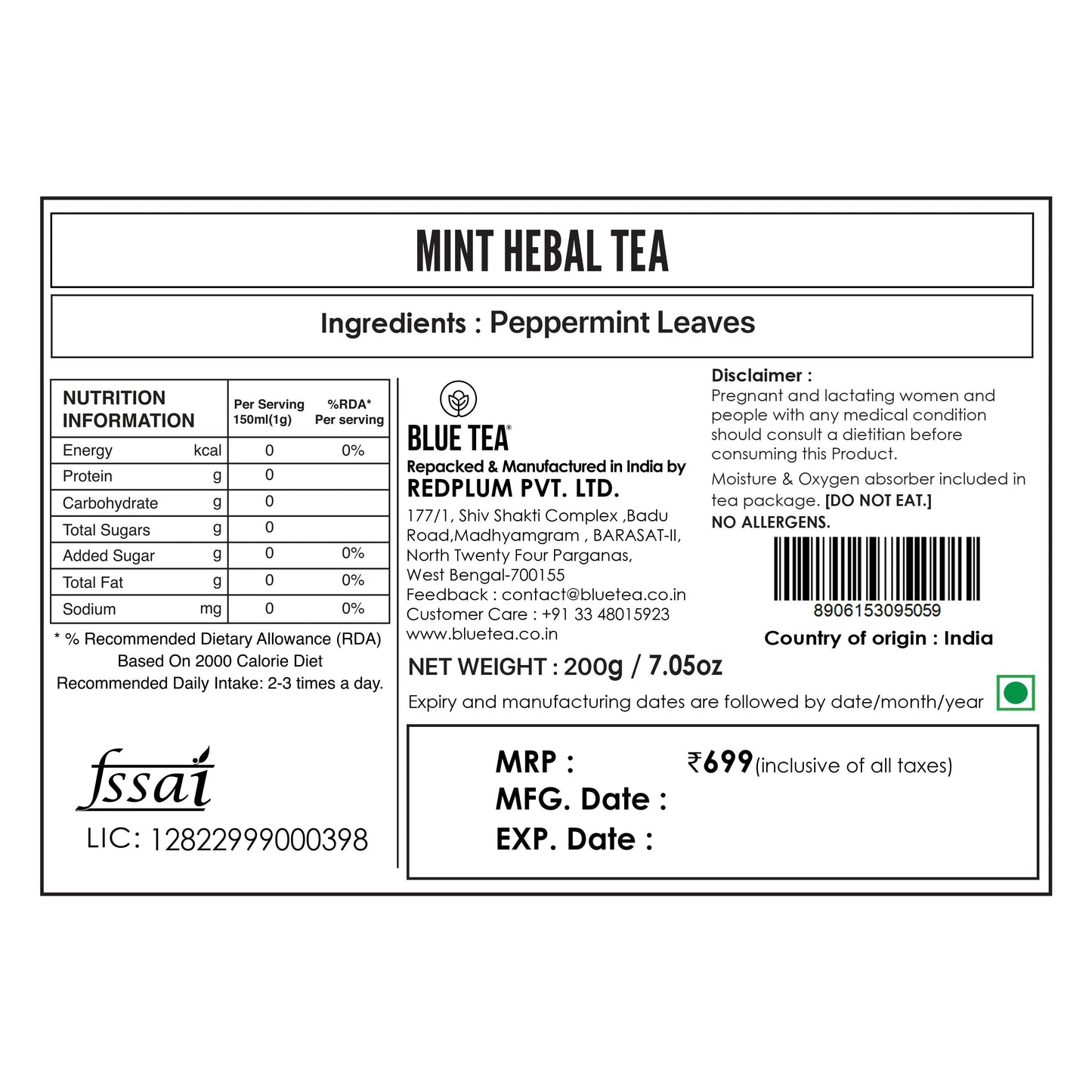 Mint Herbal Tea - 200g 200G