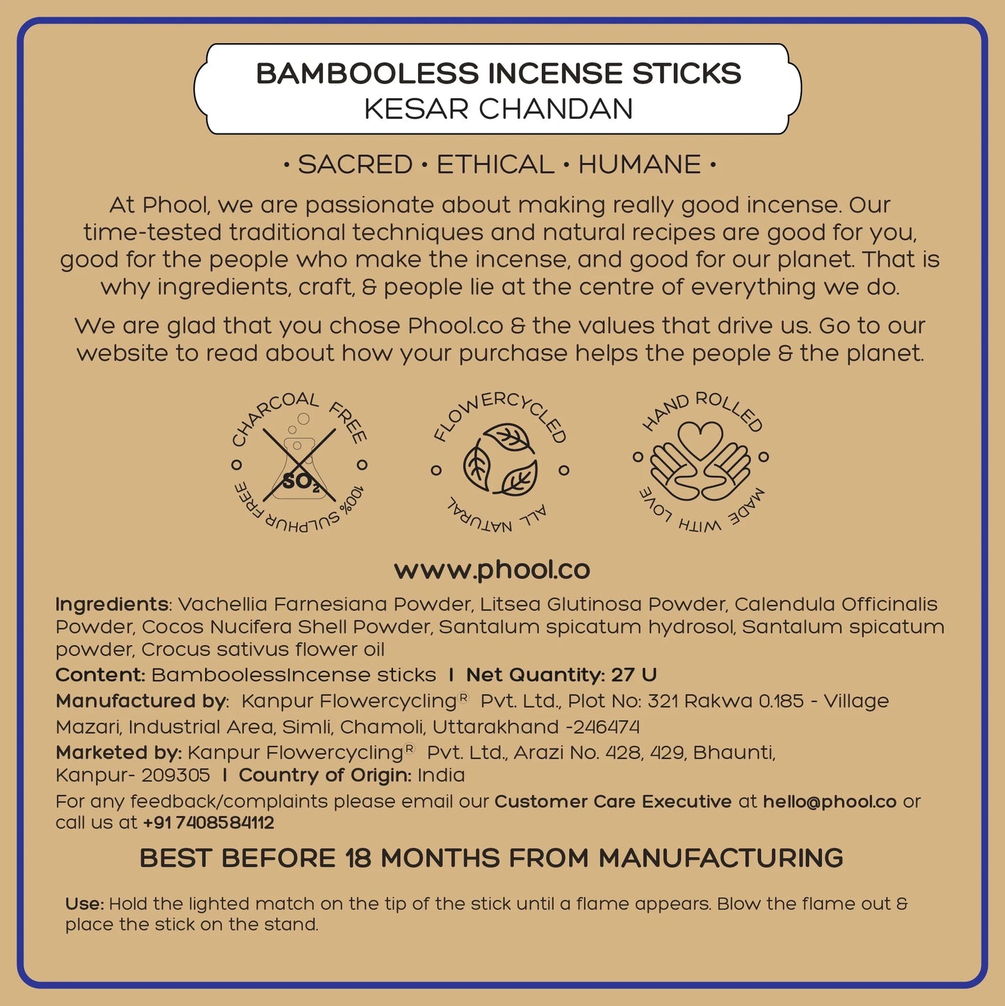 Badrinath Kesar Chandan Bambooless Incense Sticks